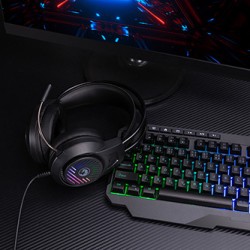 Marvo CM430 US zestaw klawiatura przewodowa (USB) US, czarna mysz dla gracza, podkładka, klawiatura, do gry, membranowa rodzaj p