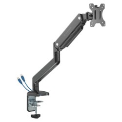 ULTRADESK BRANCH Single Regulowany uchwyt na monitor, czarny, 10KG, mocowanie na zacisk, 17"-32", 75x75/100x100