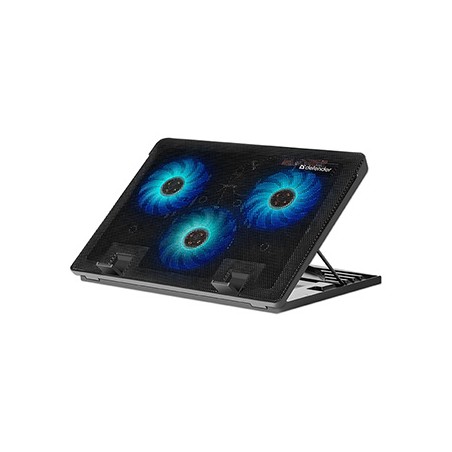 Stojak pod notebook, NS-501, podświetlenie, 18 cm wentylator, czarno-niebieski, DEFENDER, z 2-portowym hub-em