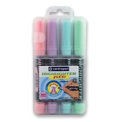 Centropen, zestaw zakreślaczy 8542, color, 4szt, 1-5mm, z super elastyczną końcówką, cena za 1 szt