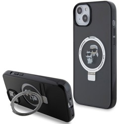 Karl Lagerfeld nakładka do iPhone 15 Pro 6,1&quot KLHMP15SHMRSKCK czarna hardcase Ring Stand Karl&Choupettte MagSafe