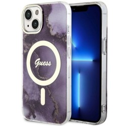 Guess nakładka do iPhone 14 6,1&quot GUHMP14SHTMRSU purpurowa hard case Golden Marble MagSafe