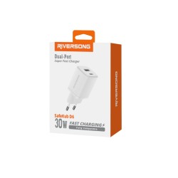 Riversong ładowarka sieciowa SafeKub D6 1x USB 1x USB-C 30W biała AD28