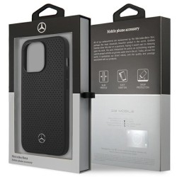 Mercedes nakładka do iPhone 14 Pro 6,1&quot MEHCP14LDELBK czarna hard case Leather Perforated